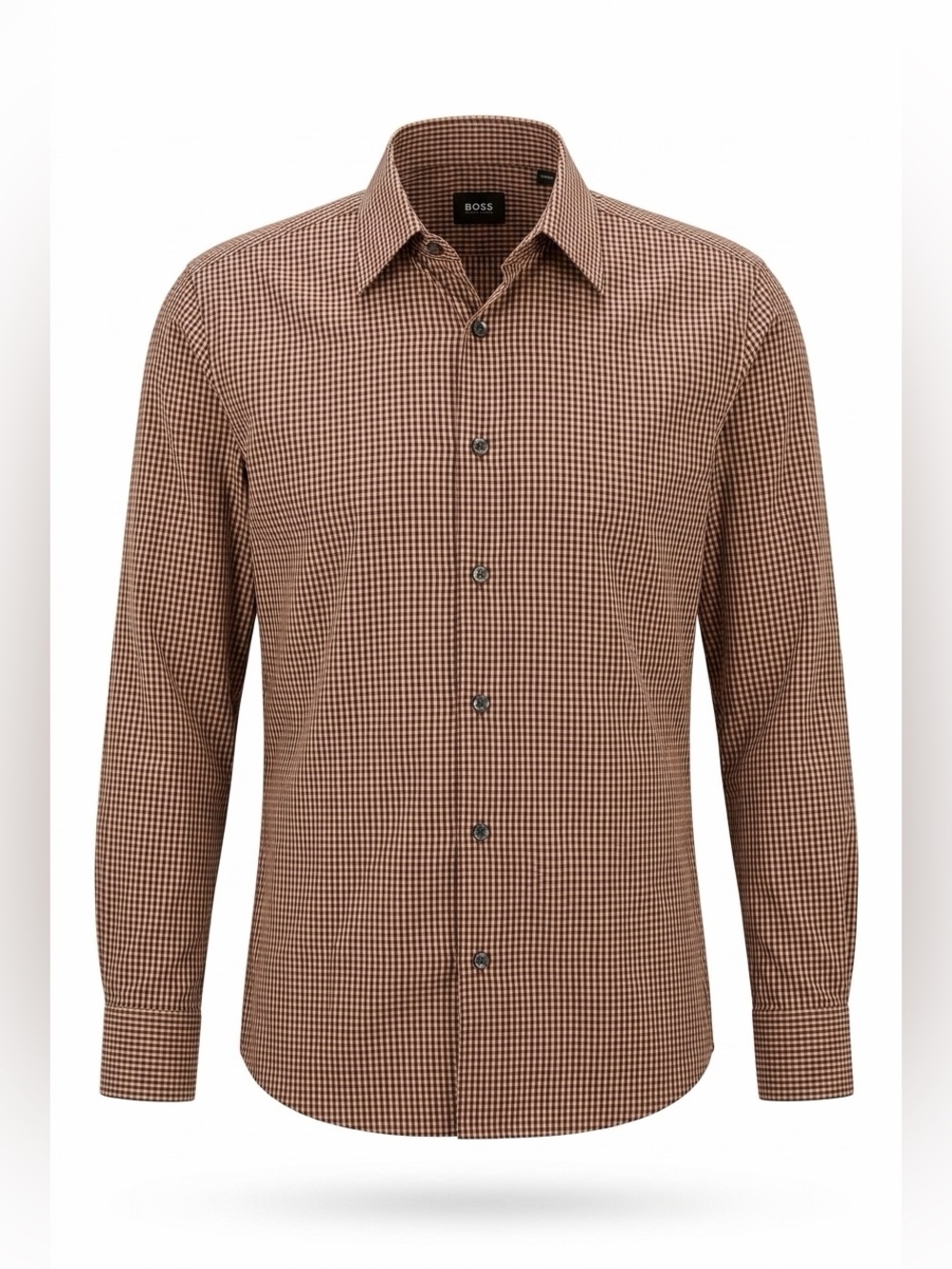 Brown & Beige Plaid Hugo Boss XL shirt LS GUC